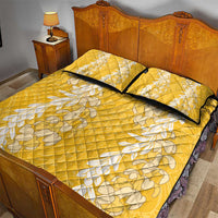Puakenikeni and Maile Lei Quilt Bed Set Gold Double Strand Lei