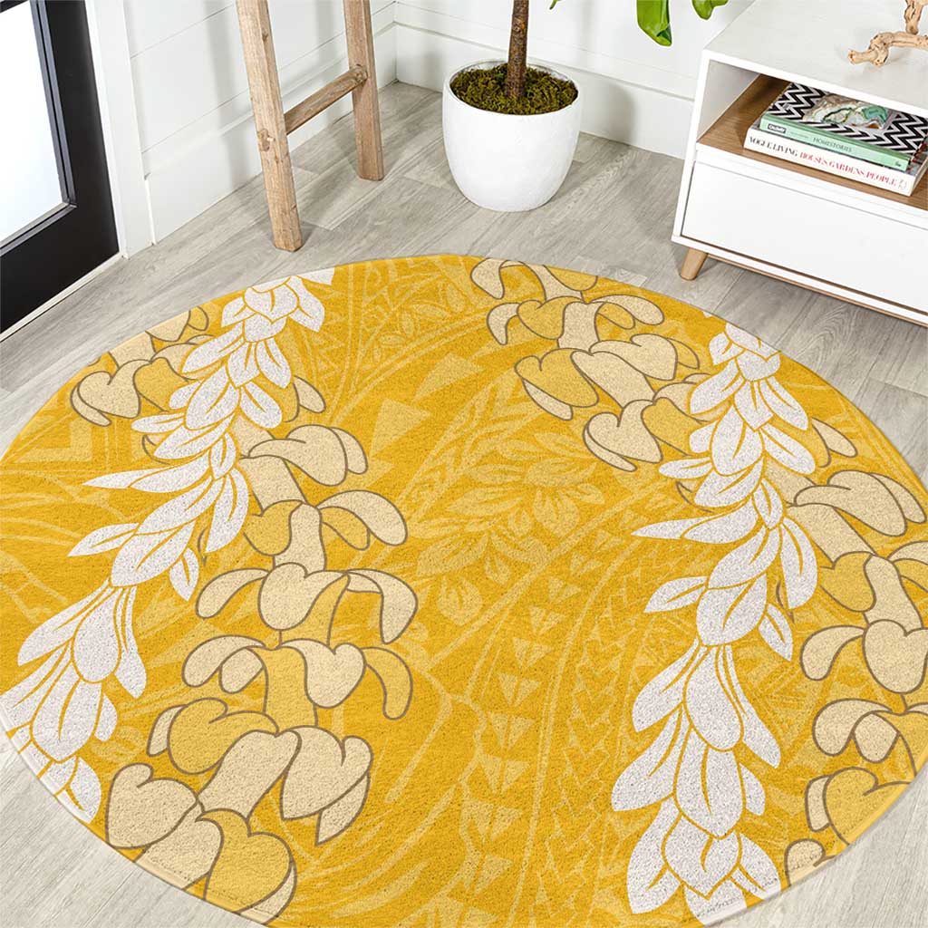 Puakenikeni and Maile Lei Round Carpet Gold Double Strand Lei