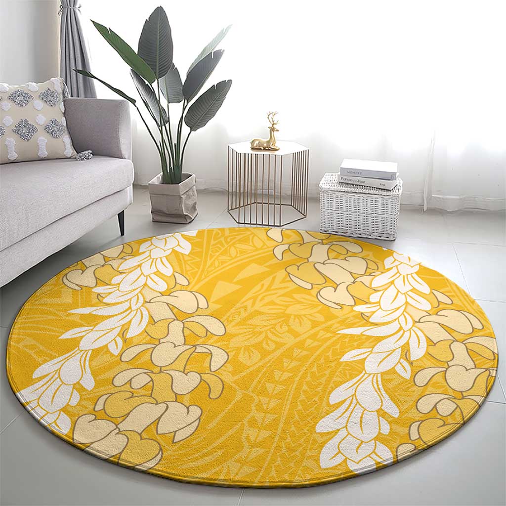 Puakenikeni and Maile Lei Round Carpet Gold Double Strand Lei