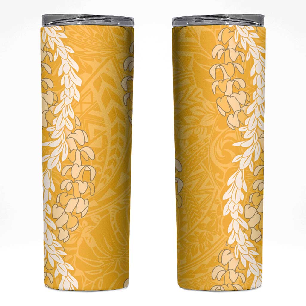 Puakenikeni and Maile Lei Skinny Tumbler Gold Double Strand Lei