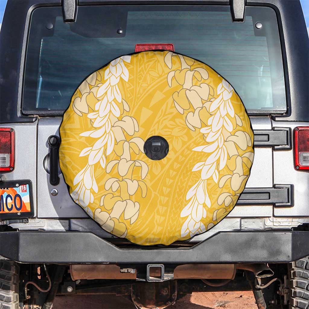 Puakenikeni and Maile Lei Spare Tire Cover Gold Double Strand Lei