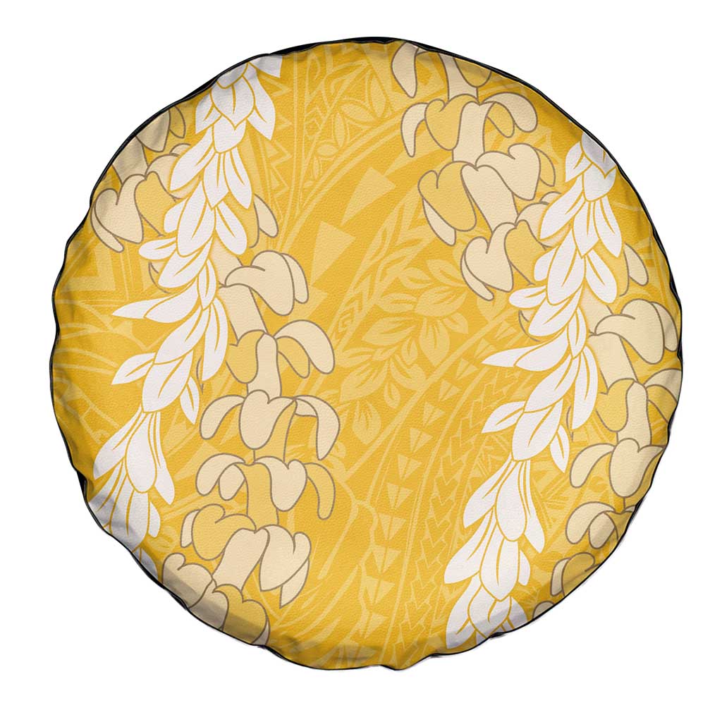 Puakenikeni and Maile Lei Spare Tire Cover Gold Double Strand Lei