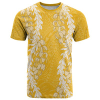 Puakenikeni and Maile Lei T Shirt Gold Double Strand Lei