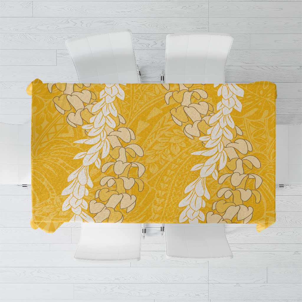 Puakenikeni and Maile Lei Tablecloth Gold Double Strand Lei