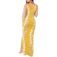 Puakenikeni and Maile Lei Tank Maxi Dress Gold Double Strand Lei LT9 - Polynesian Pride
