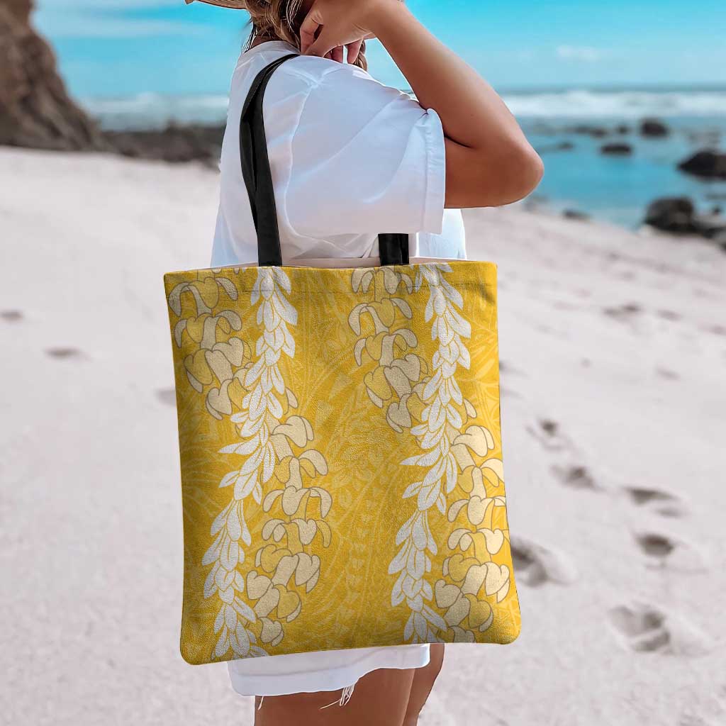 Puakenikeni and Maile Lei Tote Bag Gold Double Strand Lei - Polynesian Pride