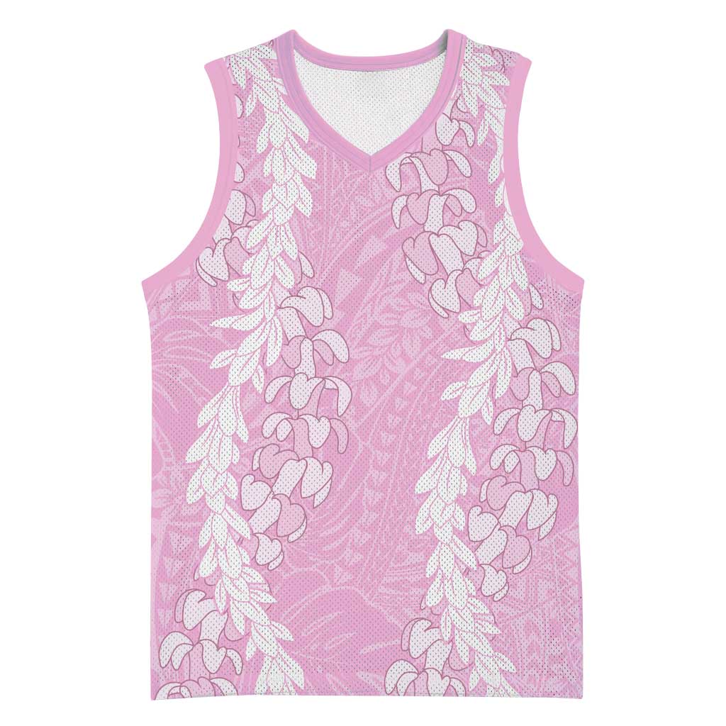 Puakenikeni and Maile Lei Basketball Jersey Pink Double Strand Lei - Polynesian Pride
