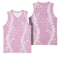 Puakenikeni and Maile Lei Basketball Jersey Pink Double Strand Lei - Polynesian Pride