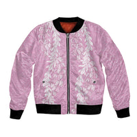 Puakenikeni and Maile Lei Bomber Jacket Pink Double Strand Lei