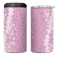 Puakenikeni and Maile Lei 4 in 1 Can Cooler Tumbler Pink Double Strand Lei