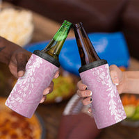 Puakenikeni and Maile Lei 4 in 1 Can Cooler Tumbler Pink Double Strand Lei