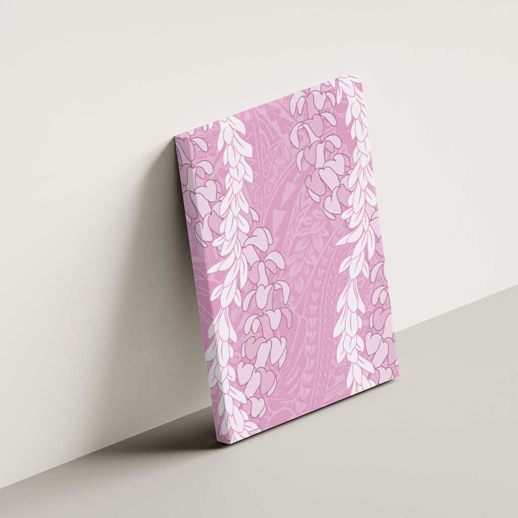 Puakenikeni and Maile Lei Canvas Wall Art Pink Double Strand Lei