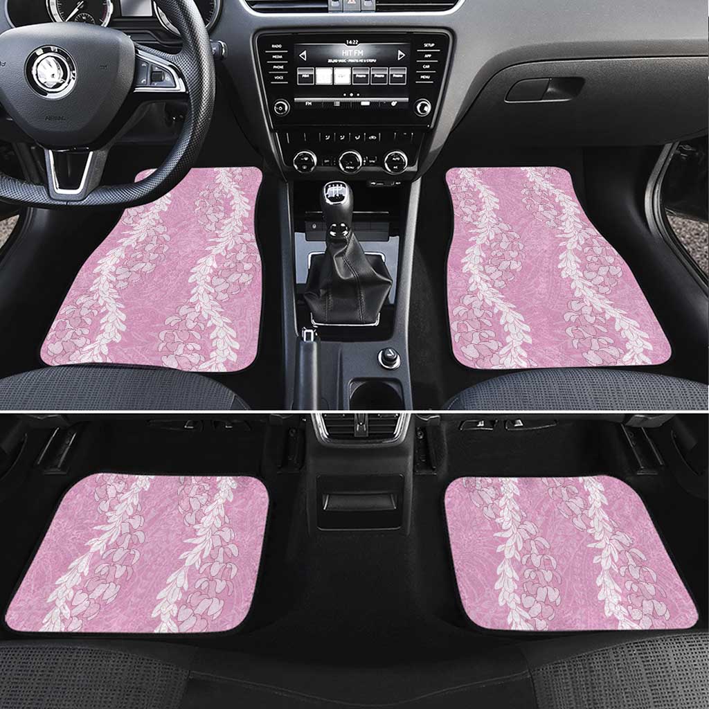 Puakenikeni and Maile Lei Car Mats Pink Double Strand Lei