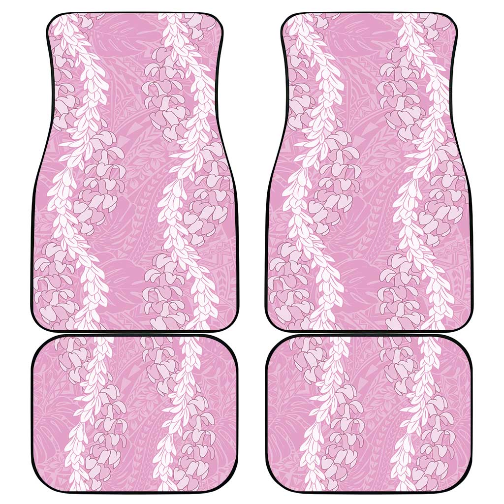 Puakenikeni and Maile Lei Car Mats Pink Double Strand Lei