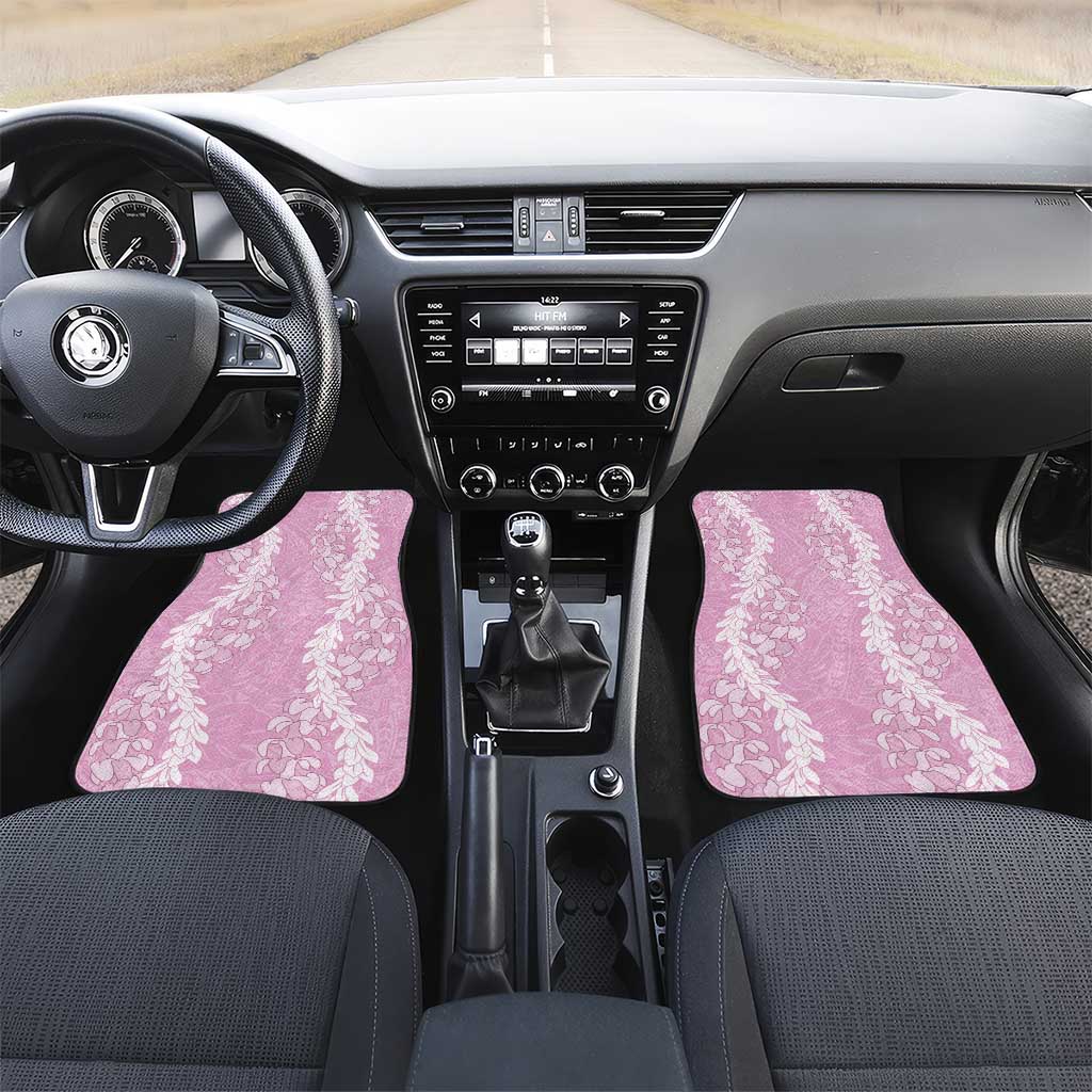Puakenikeni and Maile Lei Car Mats Pink Double Strand Lei