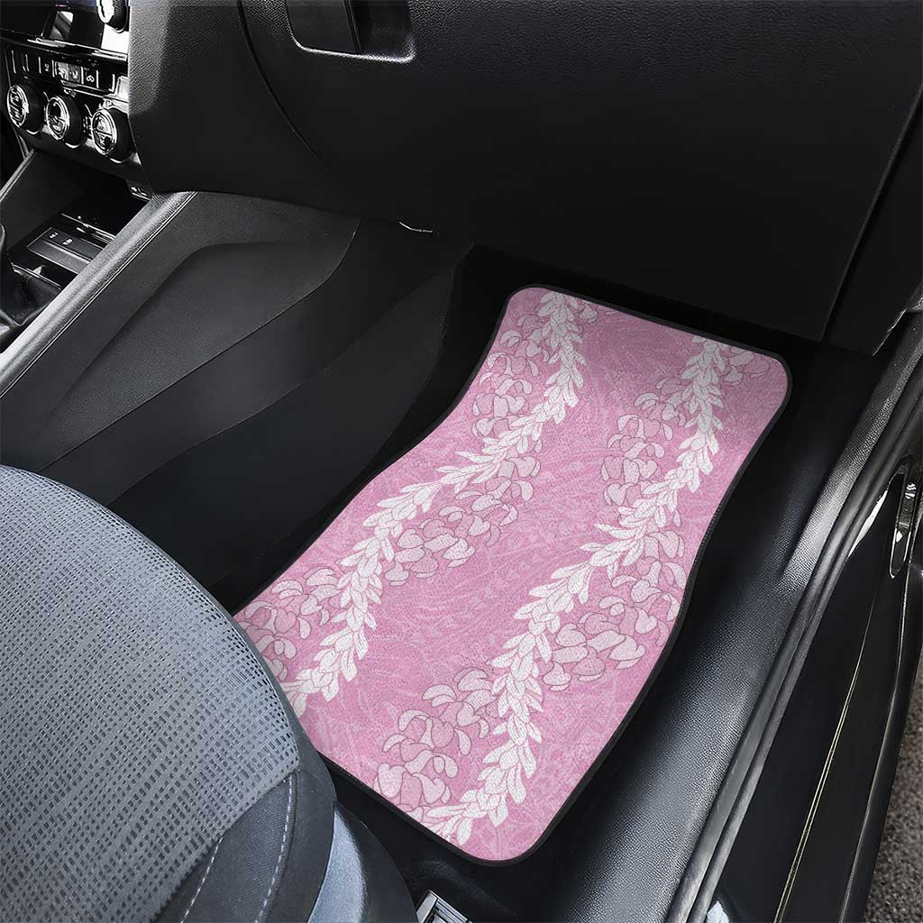 Puakenikeni and Maile Lei Car Mats Pink Double Strand Lei