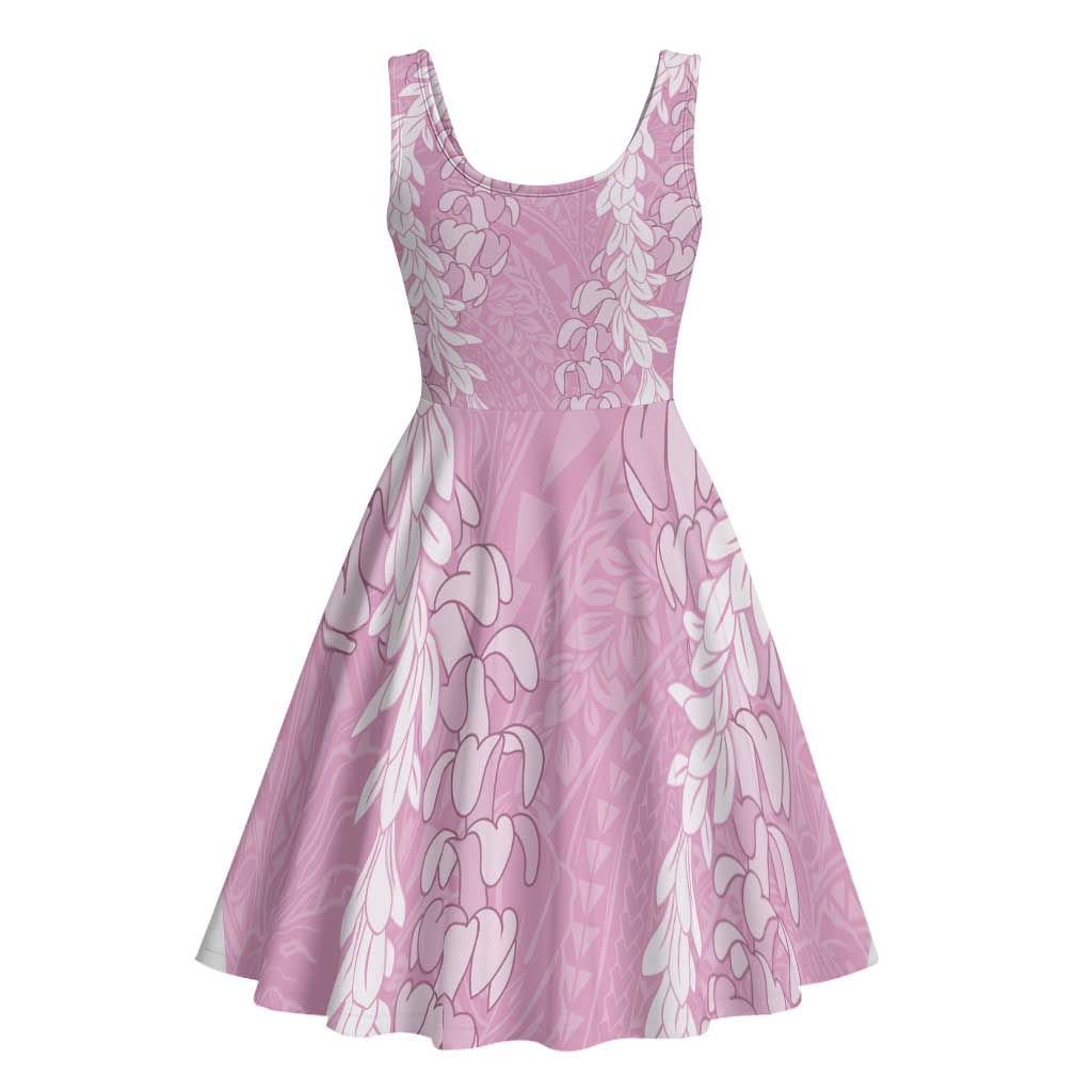 Puakenikeni and Maile Lei Midi Dress Pink Double Strand Lei - Polynesian Pride