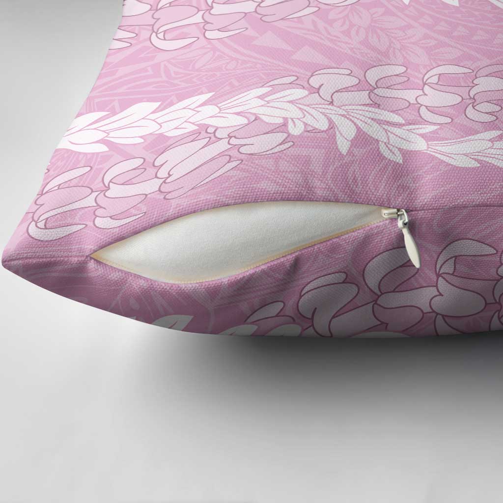 Puakenikeni and Maile Lei Pillow Cover Pink Double Strand Lei - Polynesian Pride