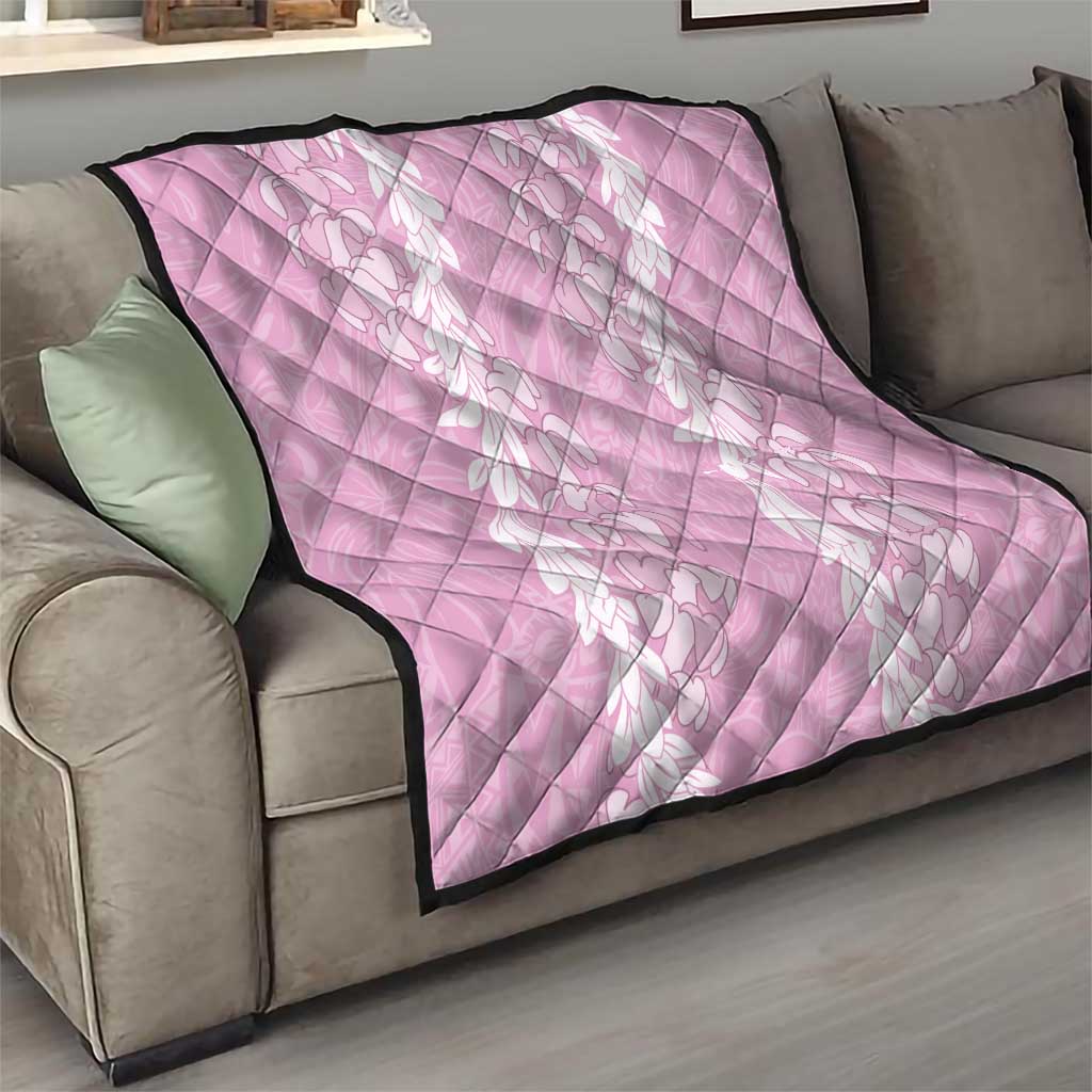 Puakenikeni and Maile Lei Quilt Pink Double Strand Lei