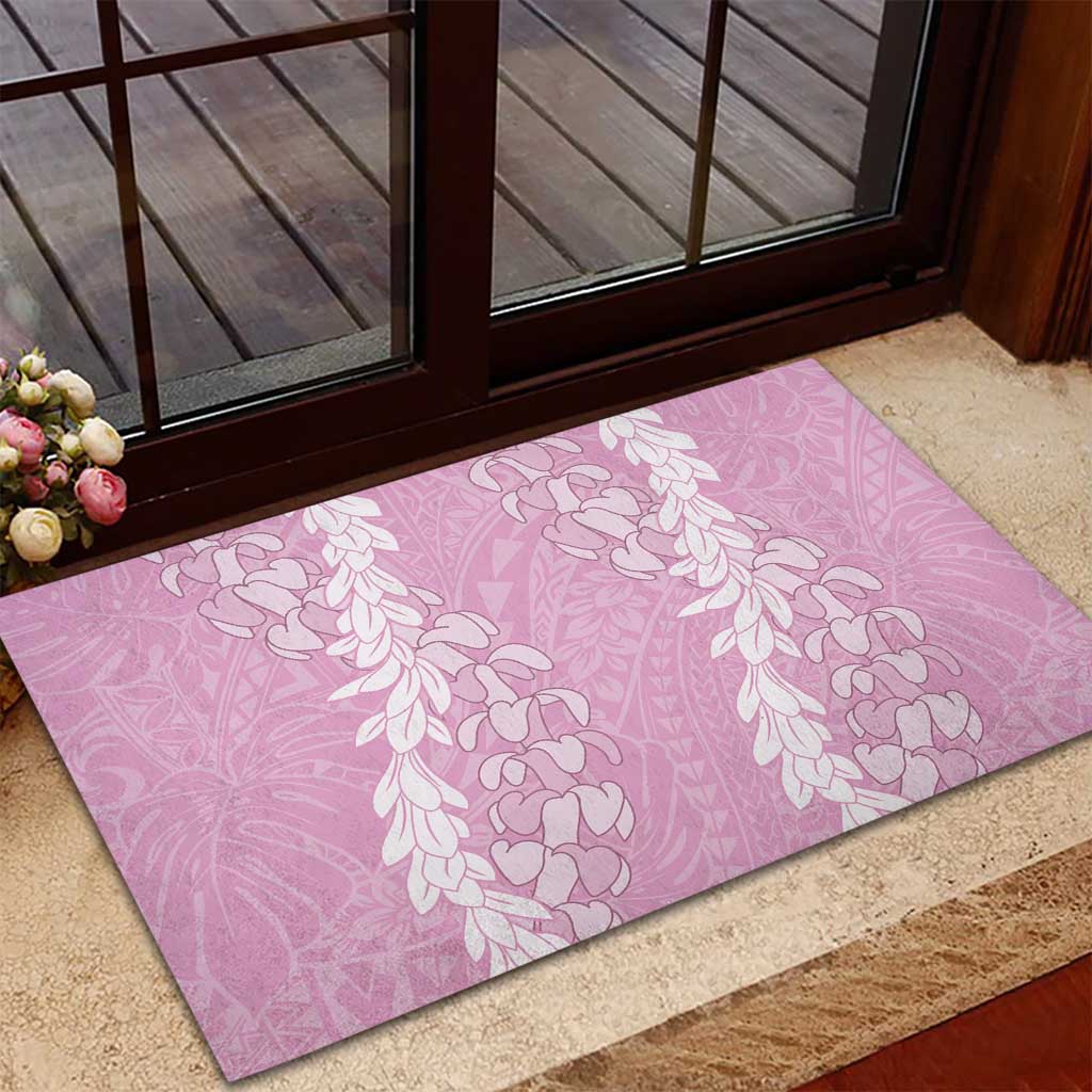 Puakenikeni and Maile Lei Rubber Doormat Pink Double Strand Lei LT9 - Polynesian Pride