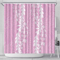 Puakenikeni and Maile Lei Shower Curtain Pink Double Strand Lei