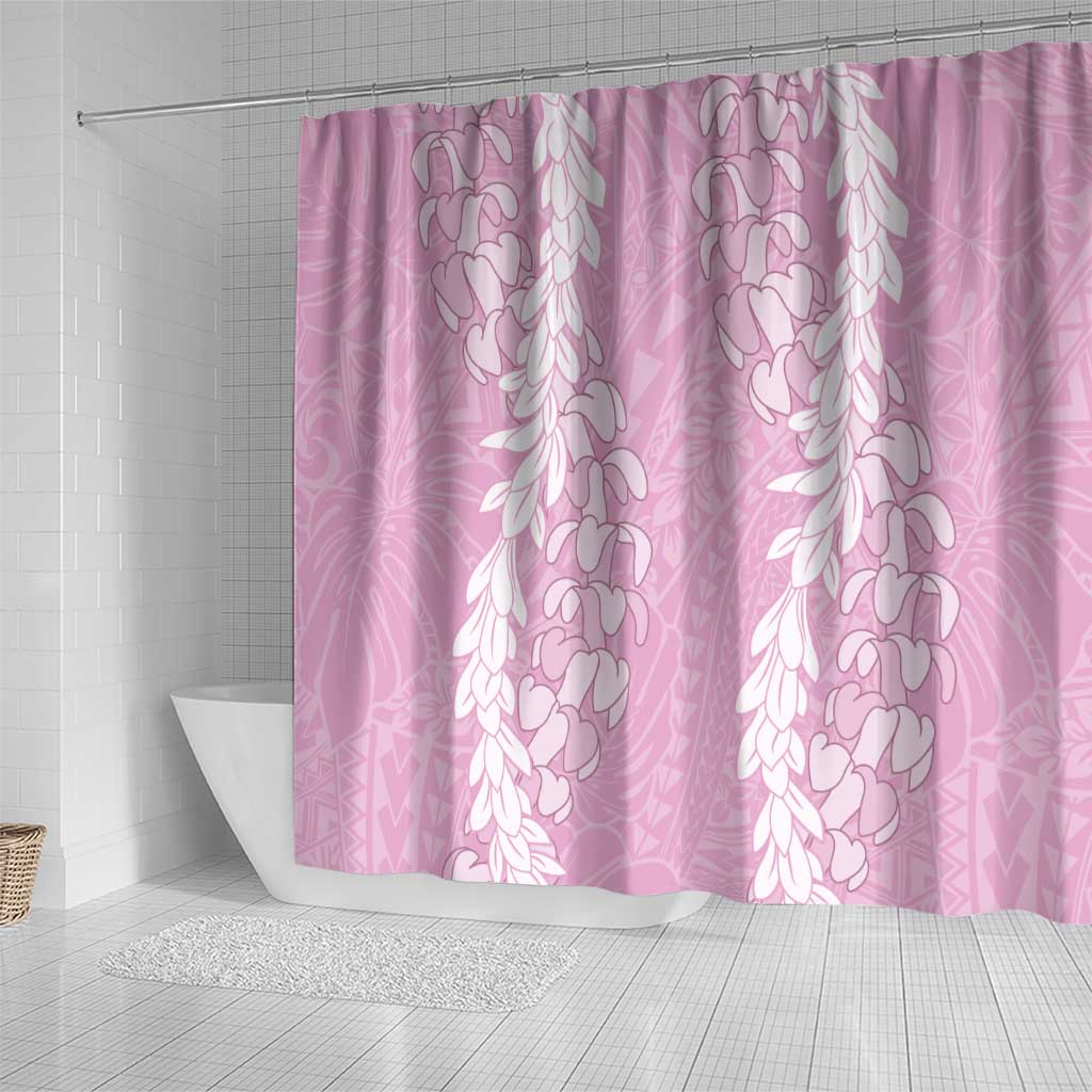 Puakenikeni and Maile Lei Shower Curtain Pink Double Strand Lei