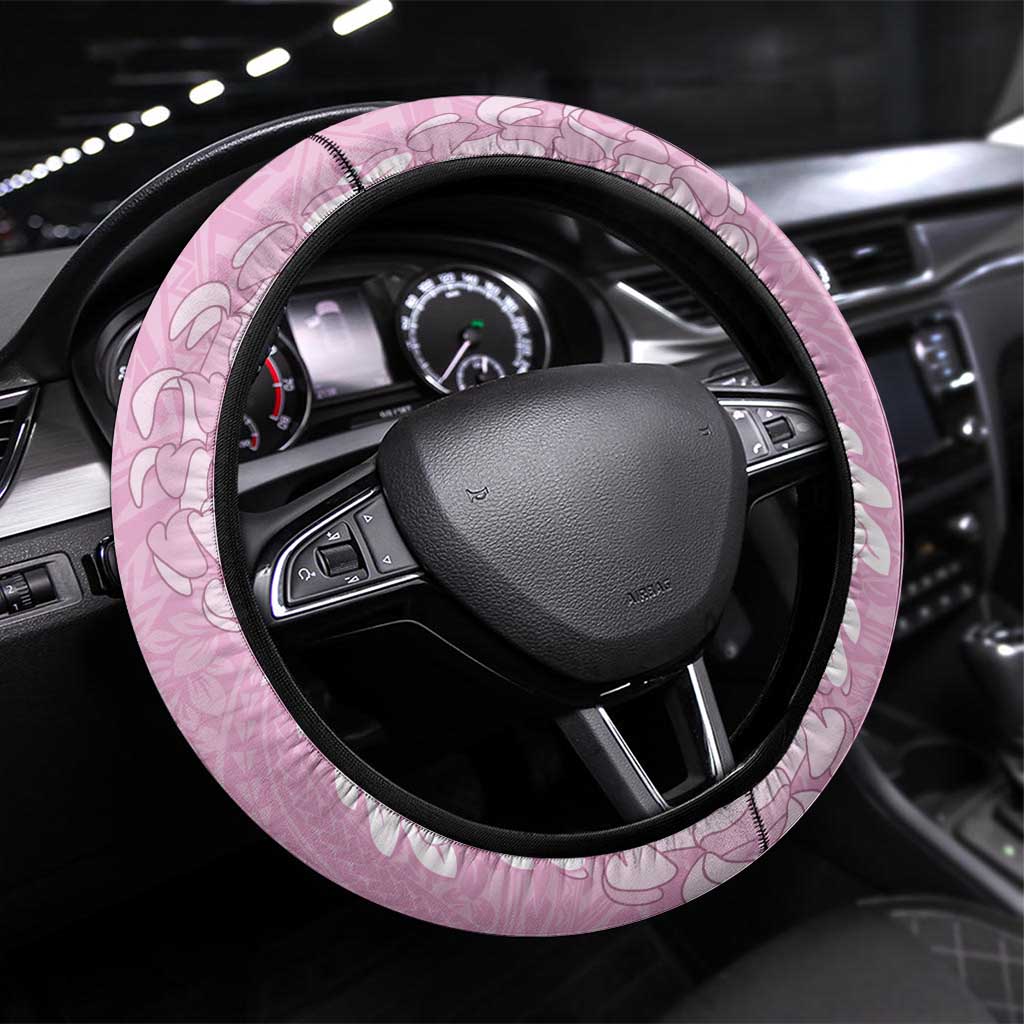 Puakenikeni and Maile Lei Steering Wheel Cover Pink Double Strand Lei