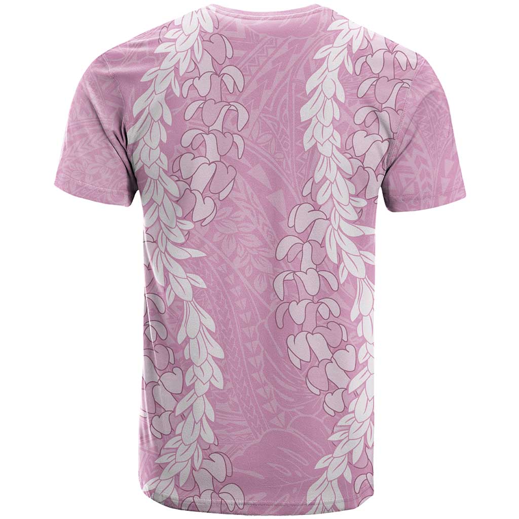Puakenikeni and Maile Lei T Shirt Pink Double Strand Lei