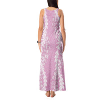 Puakenikeni and Maile Lei Tank Maxi Dress Pink Double Strand Lei LT9 - Polynesian Pride