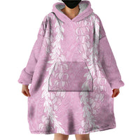 Puakenikeni and Maile Lei Wearable Blanket Hoodie Pink Double Strand Lei