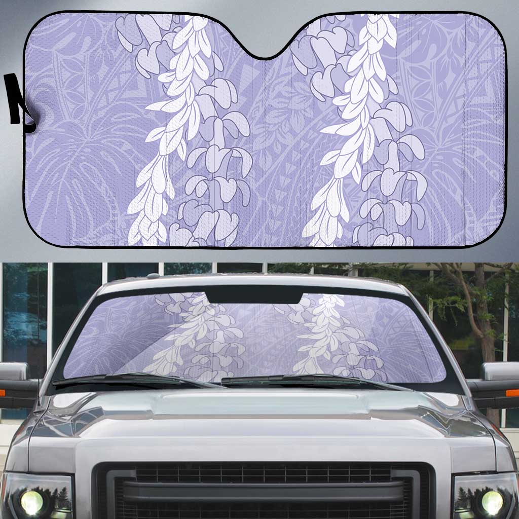 Puakenikeni and Maile Lei Auto Sun Shade Purple Double Strand Lei - Polynesian Pride