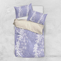 Puakenikeni and Maile Lei Bedding Set Purple Double Strand Lei
