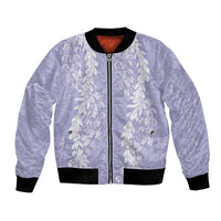 Puakenikeni and Maile Lei Bomber Jacket Purple Double Strand Lei