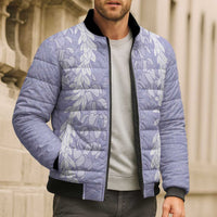 Puakenikeni and Maile Lei Bomber Puffer Jacket Purple Double Strand Lei LT9 - Polynesian Pride