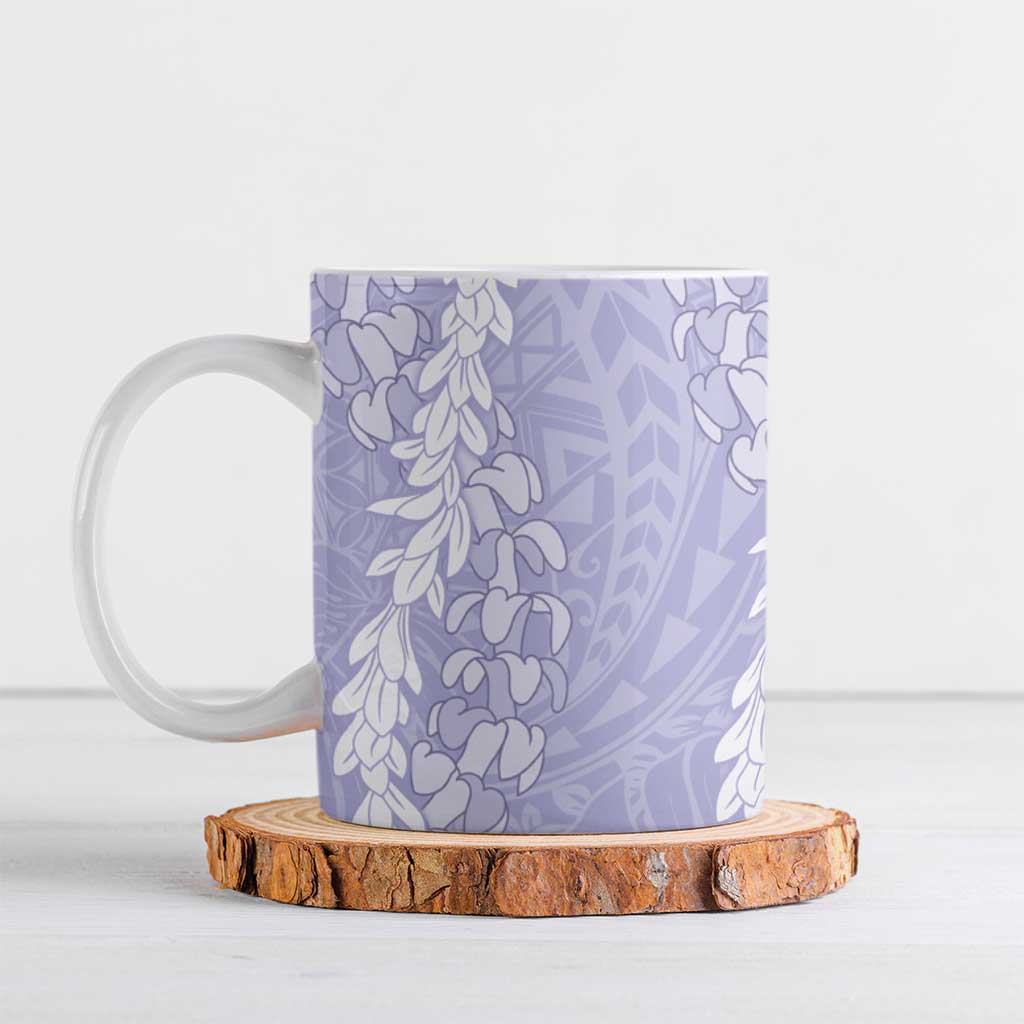 Puakenikeni and Maile Lei Ceramic Mug Purple Double Strand Lei LT9 Purple - Polynesian Pride