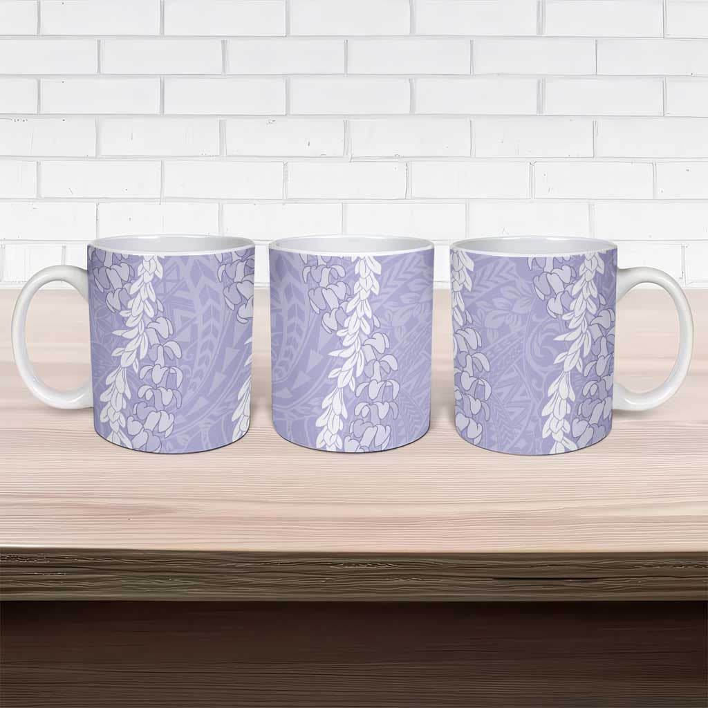 Puakenikeni and Maile Lei Ceramic Mug Purple Double Strand Lei LT9 - Polynesian Pride