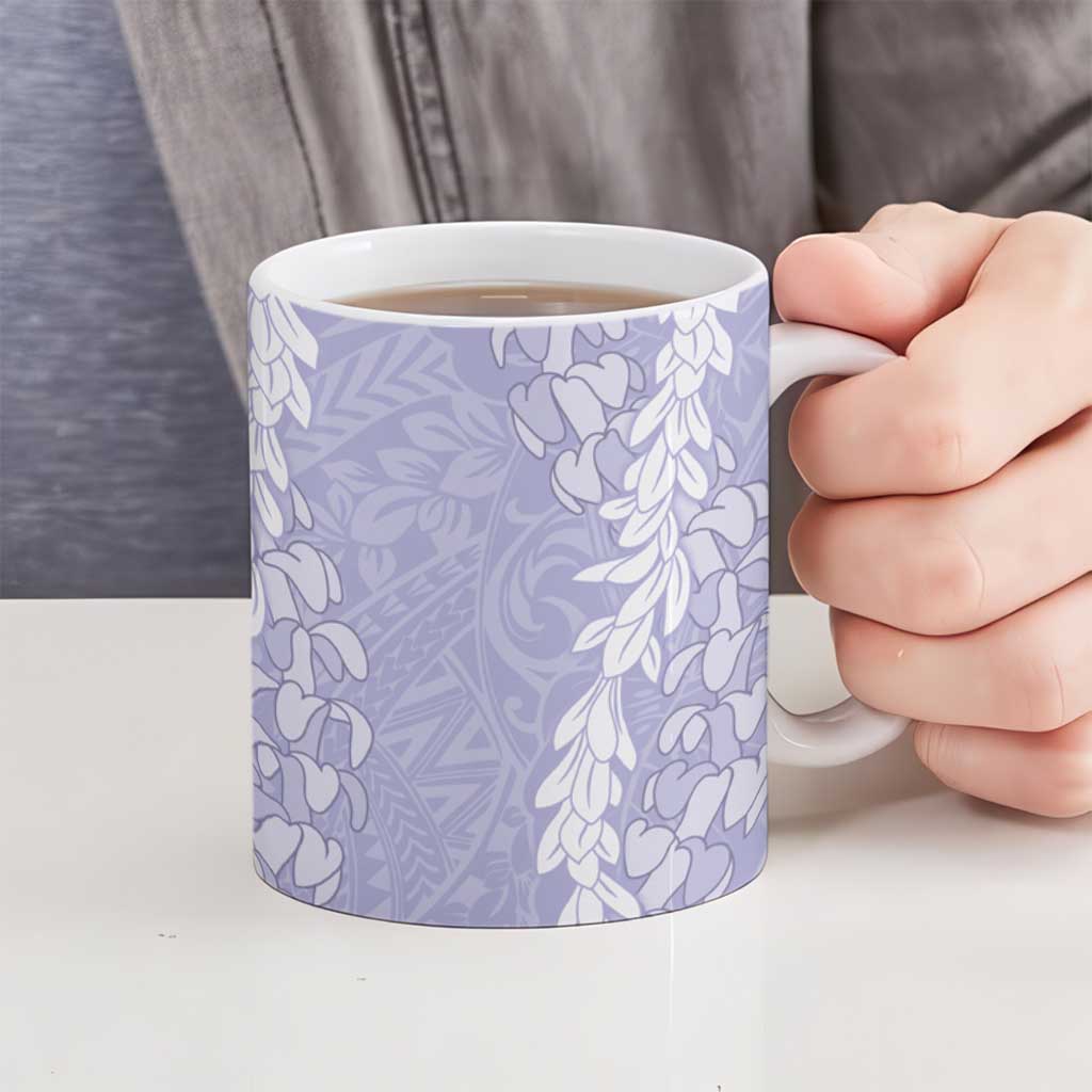 Puakenikeni and Maile Lei Ceramic Mug Purple Double Strand Lei LT9 - Polynesian Pride