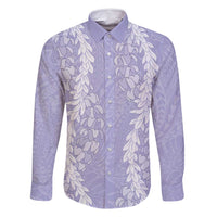 Puakenikeni and Maile Lei Family Matching Tank Maxi Dress and Hawaiian Shirt Purple Double Strand Lei