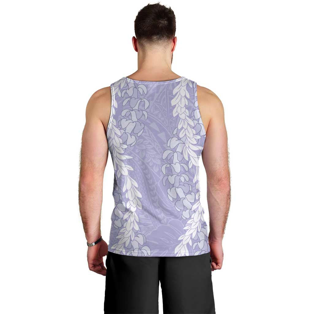 Puakenikeni and Maile Lei Men Tank Top Purple Double Strand Lei