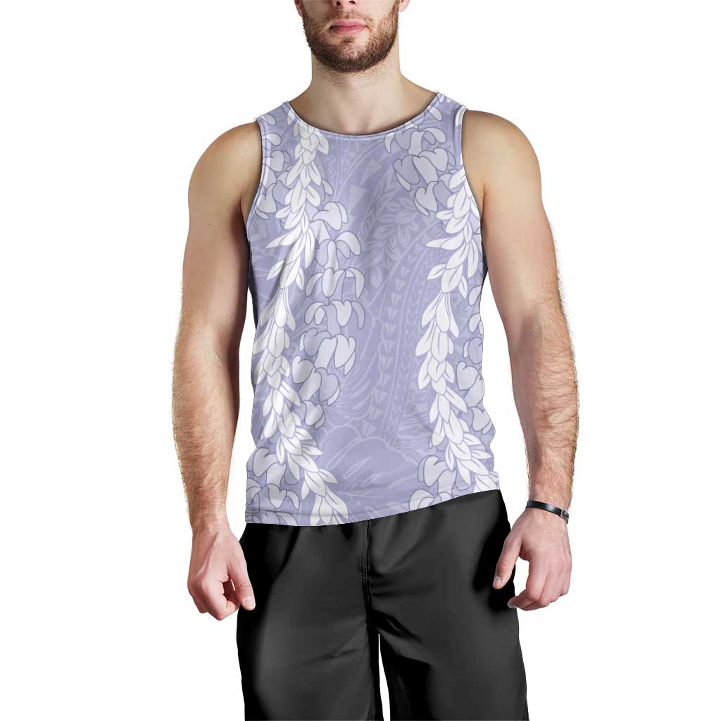 Puakenikeni and Maile Lei Men Tank Top Purple Double Strand Lei