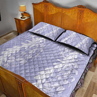 Puakenikeni and Maile Lei Quilt Bed Set Purple Double Strand Lei