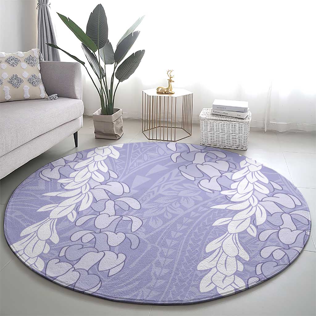 Puakenikeni and Maile Lei Round Carpet Purple Double Strand Lei