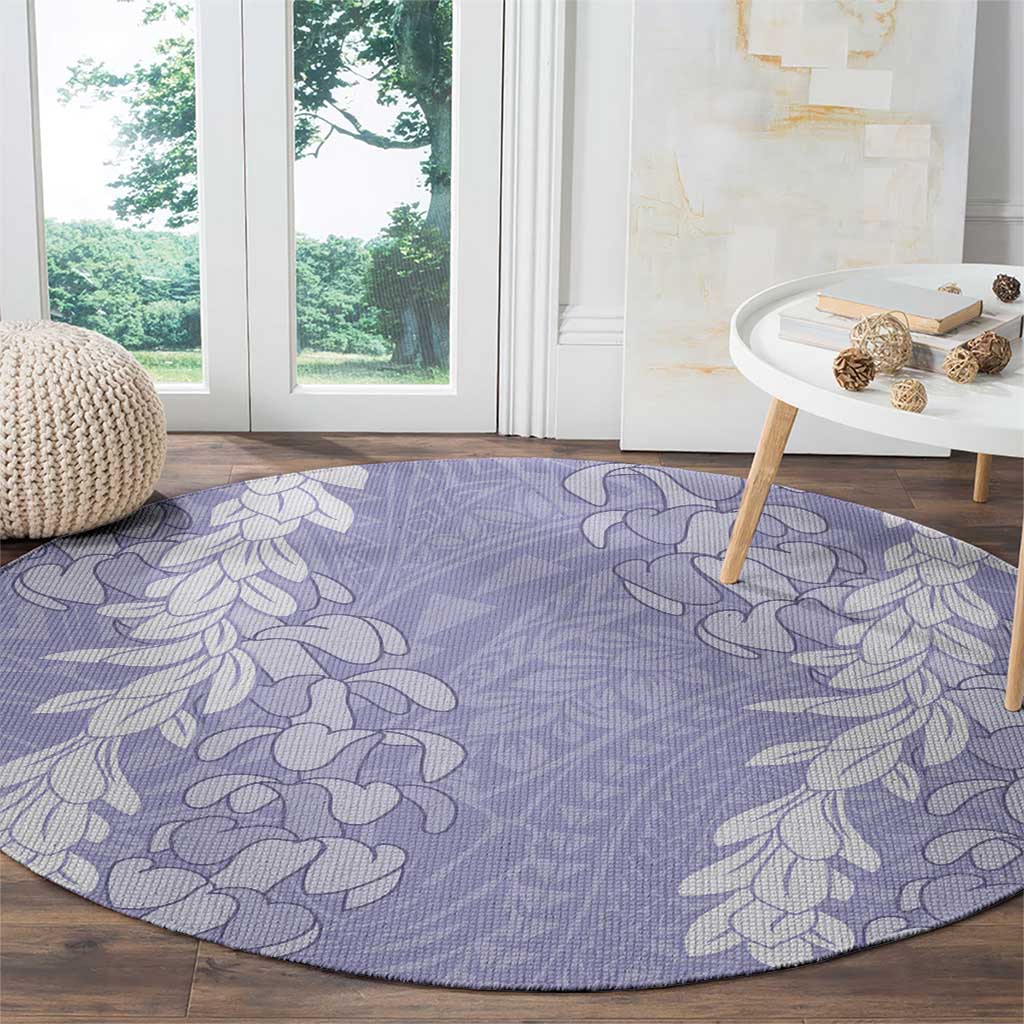 Puakenikeni and Maile Lei Round Carpet Purple Double Strand Lei