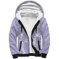 Puakenikeni and Maile Lei Sherpa Hoodie Purple Double Strand Lei
