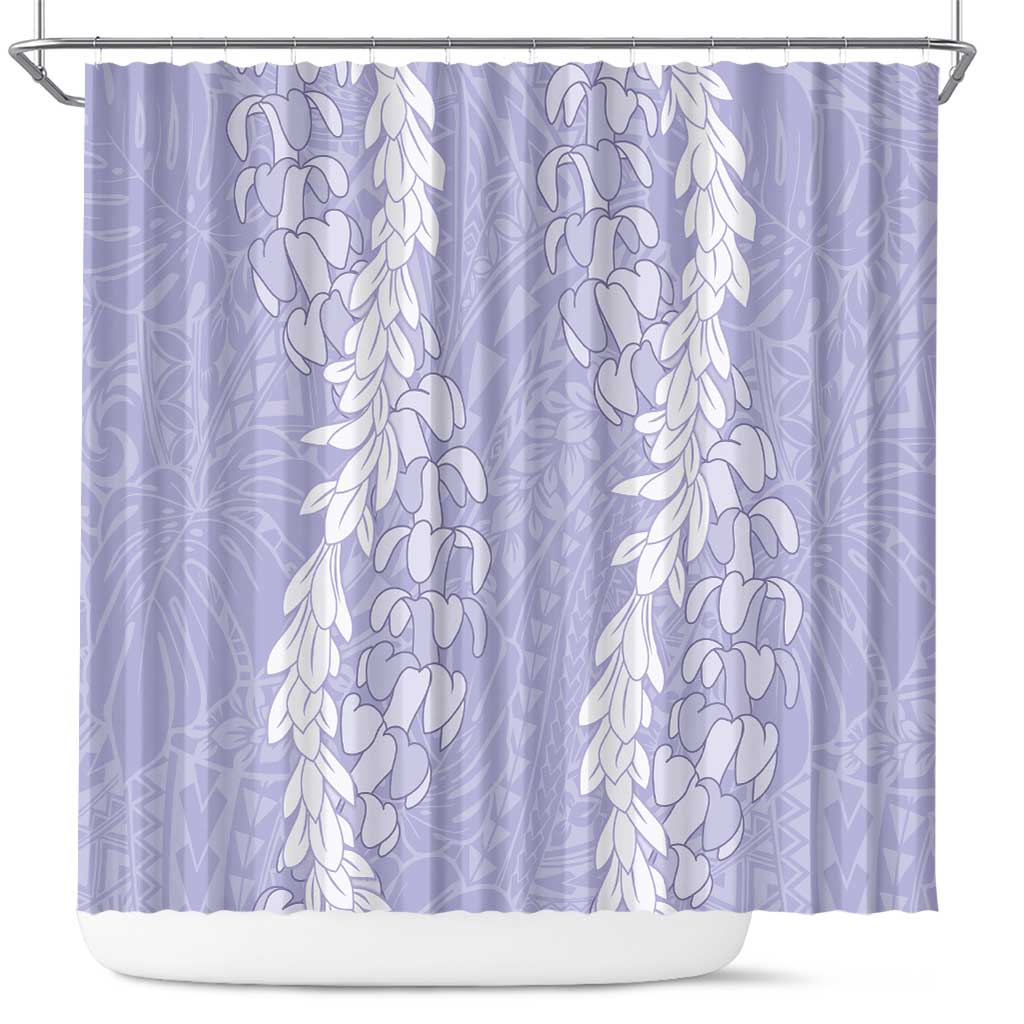 Puakenikeni and Maile Lei Shower Curtain Purple Double Strand Lei