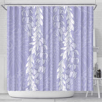 Puakenikeni and Maile Lei Shower Curtain Purple Double Strand Lei