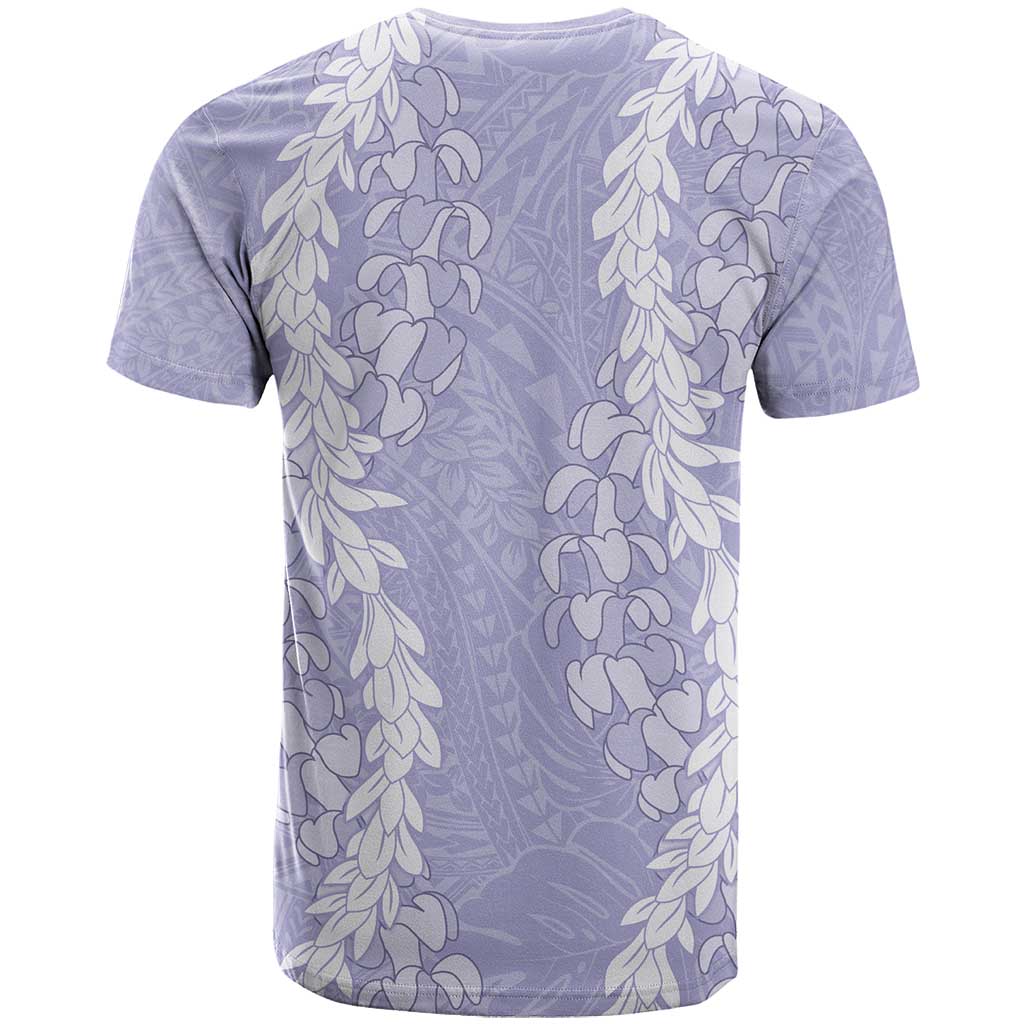 Puakenikeni and Maile Lei T Shirt Purple Double Strand Lei