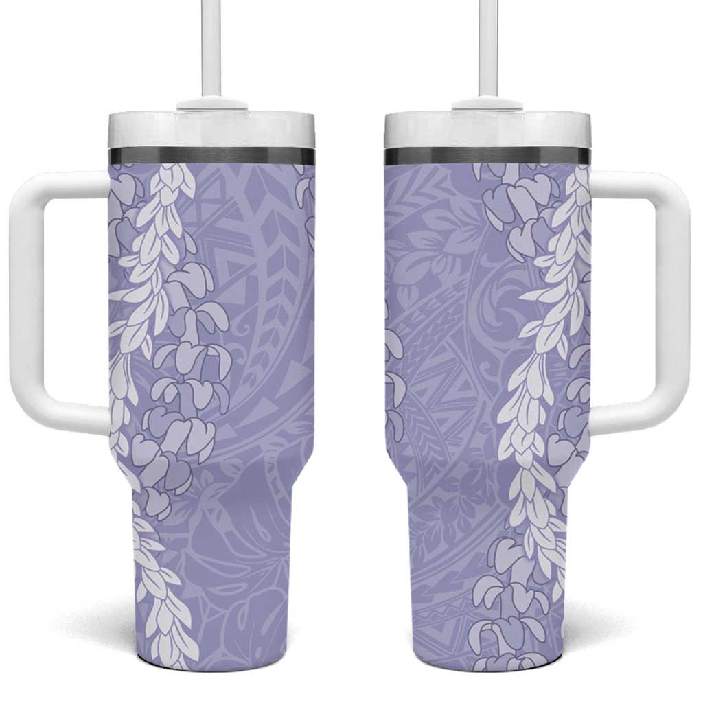 Puakenikeni and Maile Lei Tumbler With Handle Purple Double Strand Lei