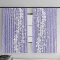 Puakenikeni and Maile Lei Window Curtain Purple Double Strand Lei