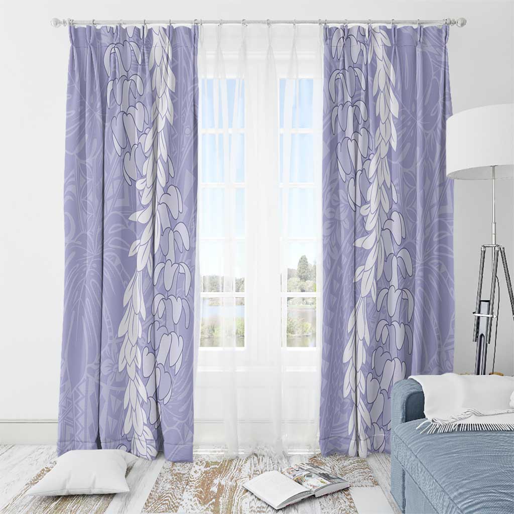 Puakenikeni and Maile Lei Window Curtain Purple Double Strand Lei
